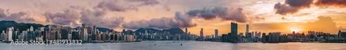 Panorama in Victoria Habour after sunset, Hong Kong