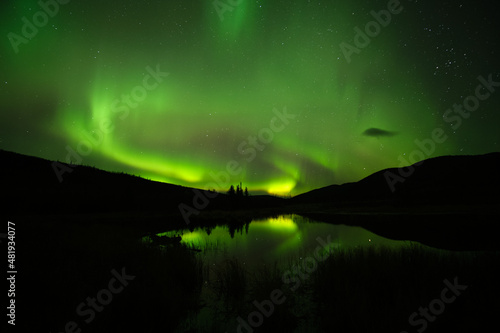 Aurora borealis on a lake