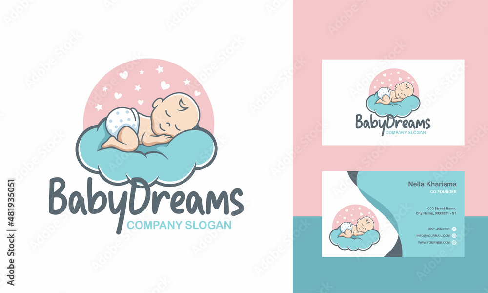 cute baby sleep for babyshop vector icon logo illustration design