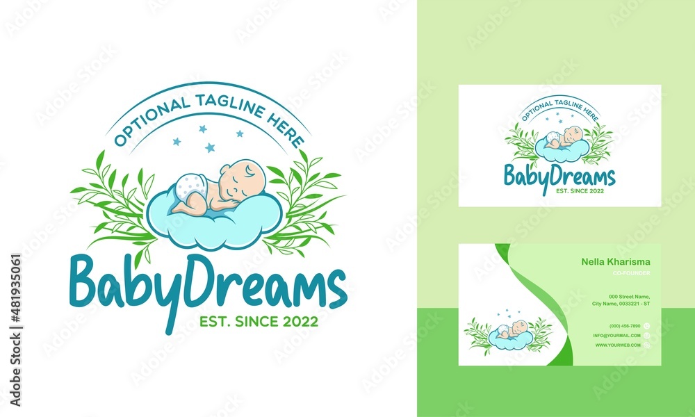 cute baby sleep for babyshop vector icon logo illustration design
