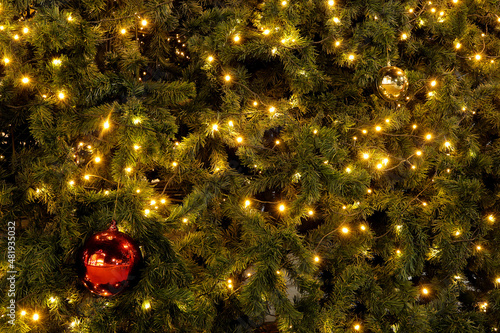 Close up of Christmas Tree, Beautiful Christmas decoration.