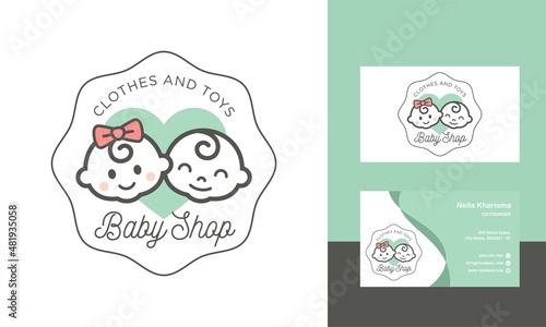 cute baby sleep for babyshop vector icon logo illustration design