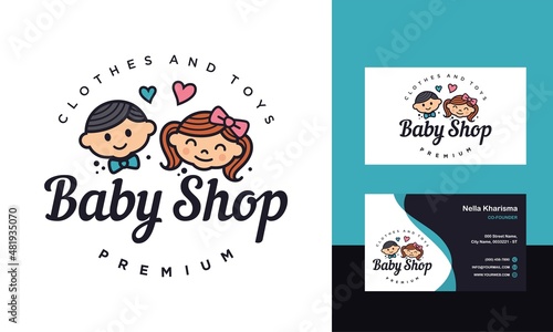 cute baby sleep for babyshop vector icon logo illustration design