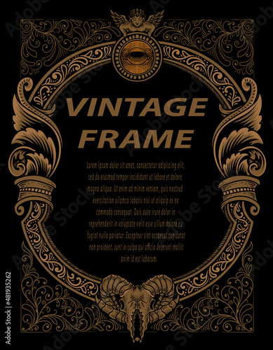 Vintage frames in baroque antique style. engraving retro frames ornament.
