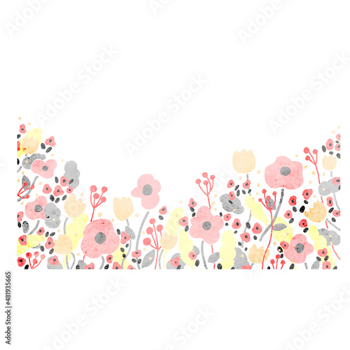 北欧風手描き花柄の背景ベクターイラスト
