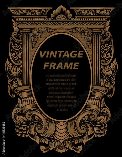 Vintage frames in baroque antique style. engraving retro frames ornament.