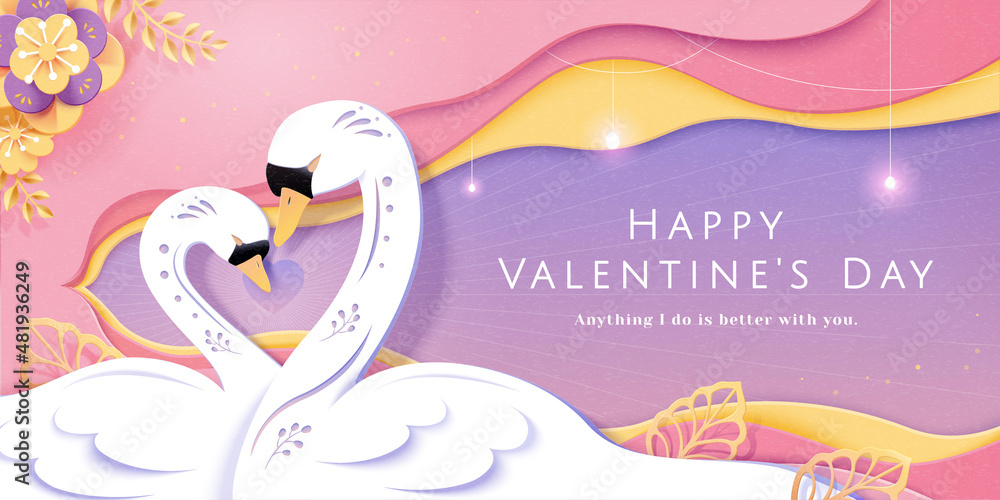 Valentine's Day swan banner Valentine's Day swan banner