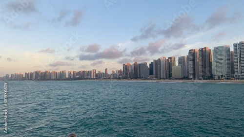 Sunset by the sea of Fortaleza photo