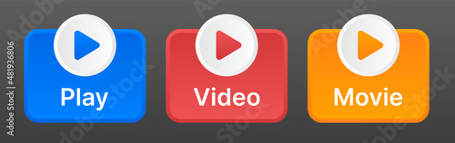 Button of play video movie icon vector. Video audio player.