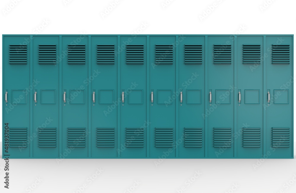 lockers light blue primary secondary school in a row image 3d illustration lockers light blue primary secondary school in a row image 3d illustration