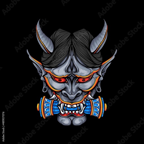 scary japanese mask vector illustration