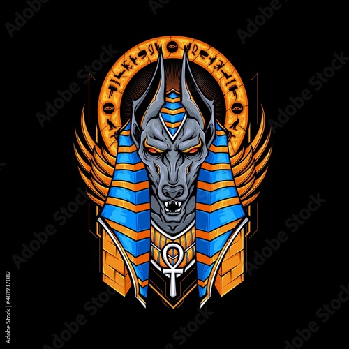 egyptian anubis illustration for tshirt design