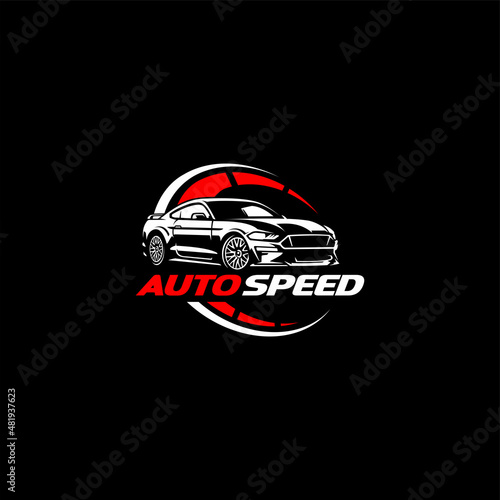 car auto concept logo vector in black background