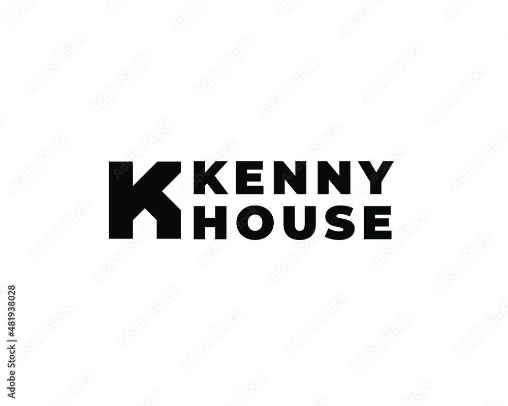 Letter K with little house silhouette logo concept. Vector illustration