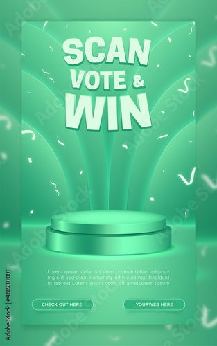 Invitation contest poster or story template with abstract background