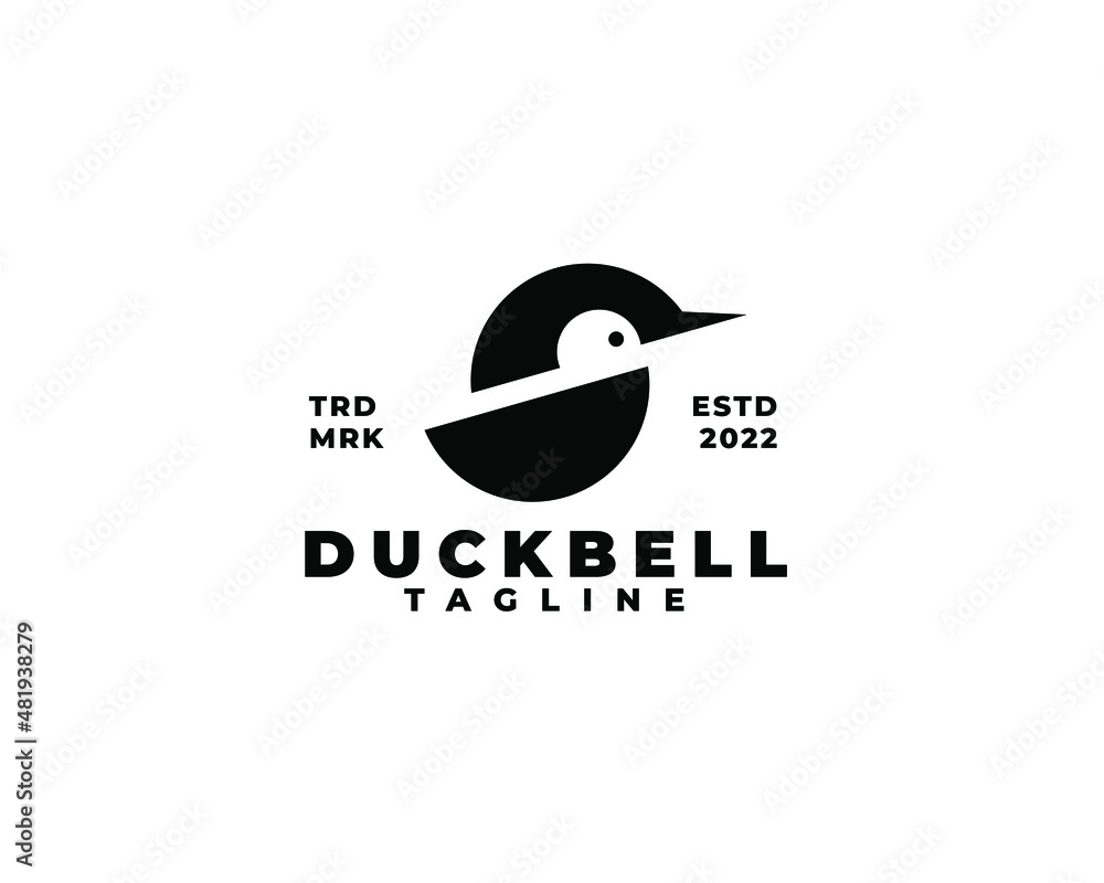 Naklejka premium abstract duck silhouette in sliced circle logo concept vector illustration