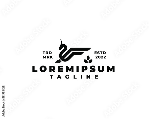 heraldic monoline dragon logo concept. Vector illustration