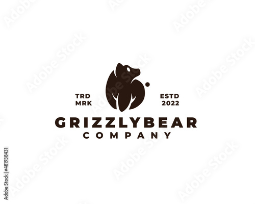 Tela brown grizzly bear cub logo concept. Vector illustration