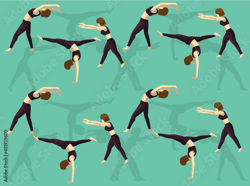 Gymnastic Moves Back Walkover Seamless Wallpaper Background