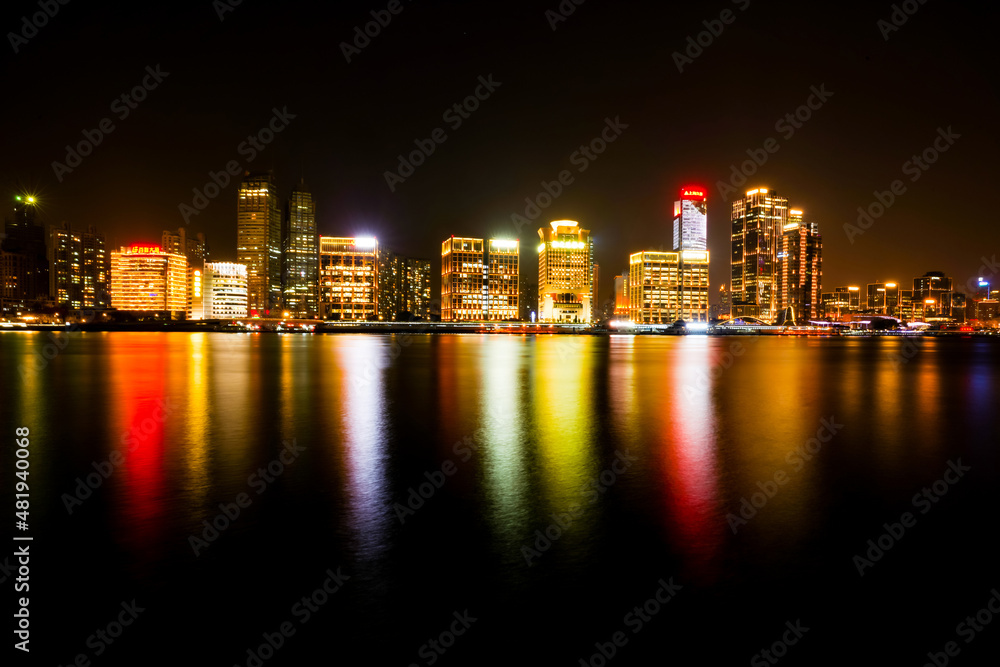 Night view of buildings in Lujiazui, Huangpu River, Shanghai Night view of buildings in Lujiazui, Huangpu River, Shanghai