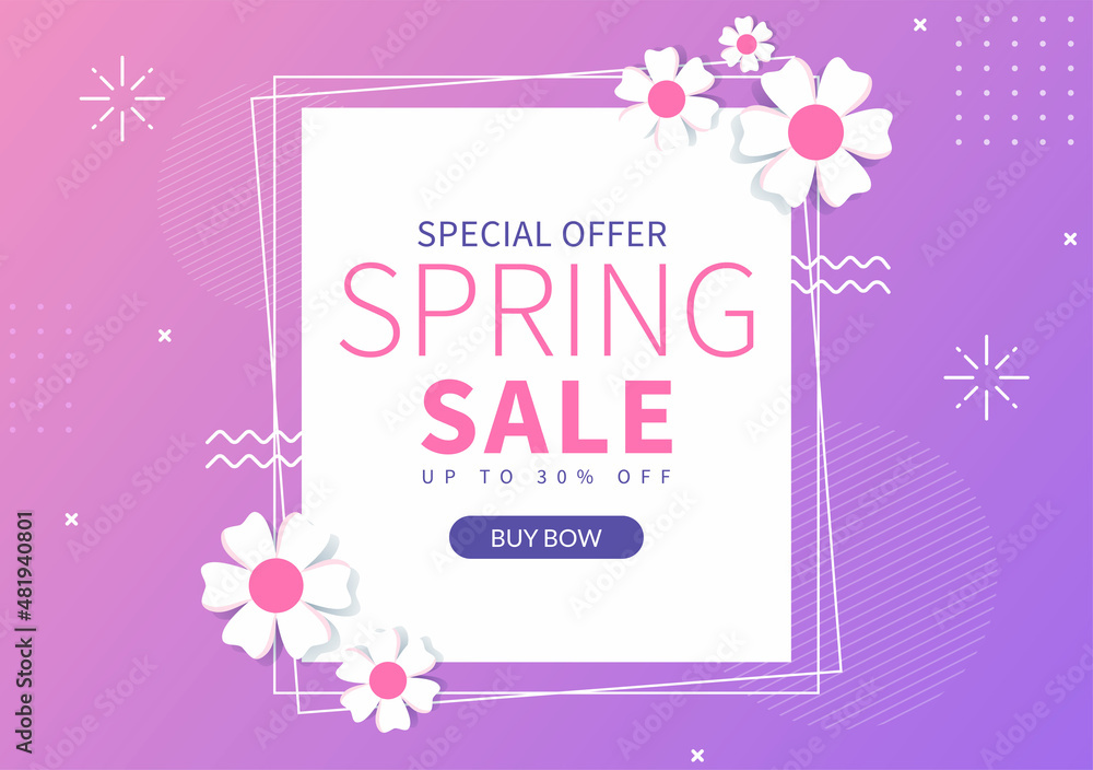 Spring Sale Blossom Flowers Background Natural Template Vector Illustration with Season Plant Suitable for Greeting Card, Invitation or Poster Spring Sale Blossom Flowers Background Natural Template Vector Illustration with Season Plant Suitable for Greeting Card, Invitation or Poster