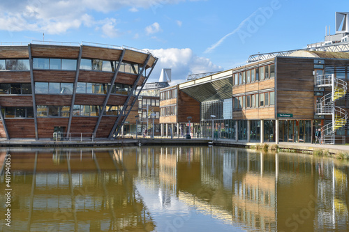 Nottingham, England - January 22, 2022: Jubilee Campus is a modern campus which is part of The University of Nottingham and is located only one mile from University Park.