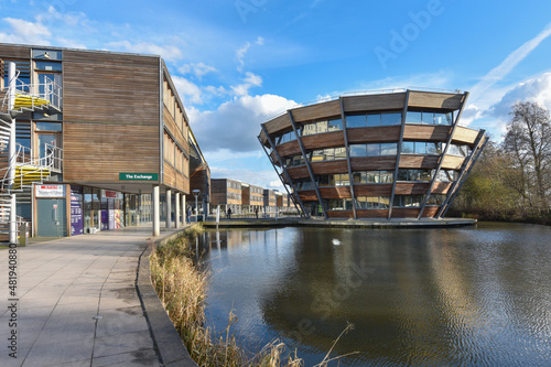 Nottingham, England - January 22, 2022: Jubilee Campus is a modern campus which is part of The University of Nottingham and is located only one mile from University Park.