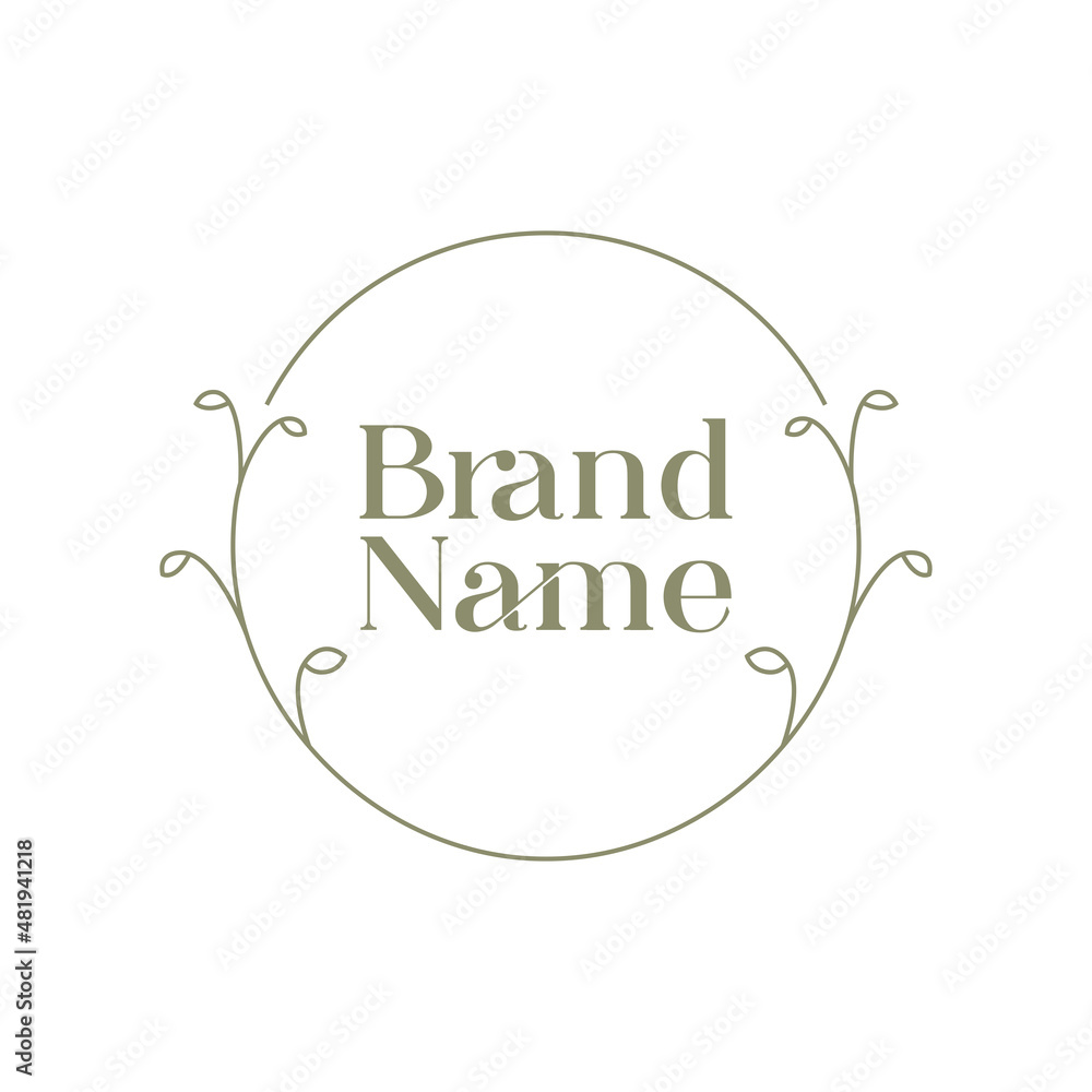 Wedding logo, premade logo template, logo frame, flowers frame. Minimalist Elegant Florist Identity Logo.