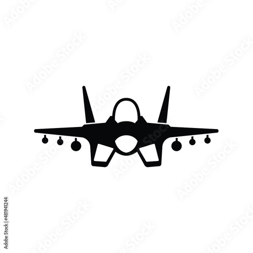 Fighter aircraft icon vector isolated on white, sign and symbol illustration.