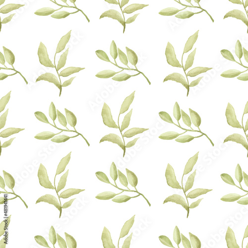 Watercolor leaf seamless pattern