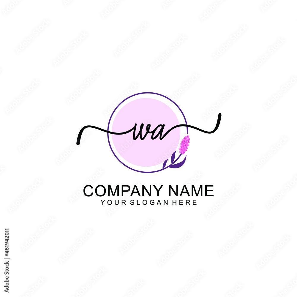 Initial WA beauty monogram and elegant logo design handwriting logo of initial signature Initial WA beauty monogram and elegant logo design handwriting logo of initial signature