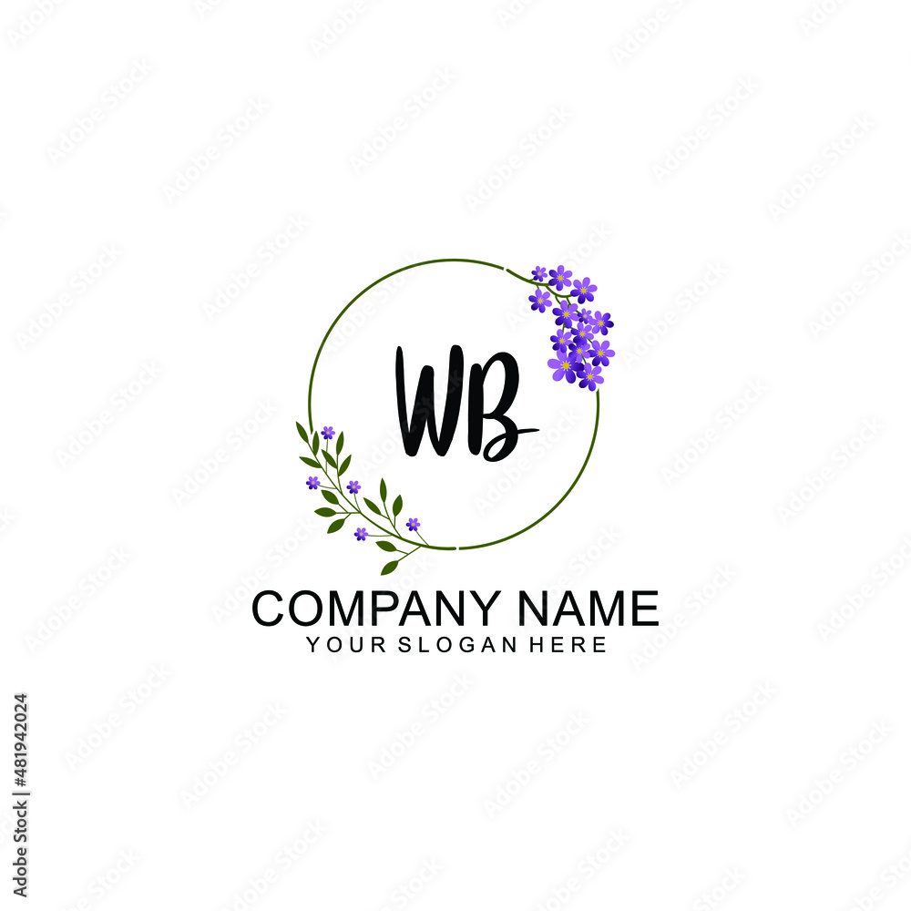 WB Initial handwriting logo vector. Hand lettering for designs WB Initial handwriting logo vector. Hand lettering for designs