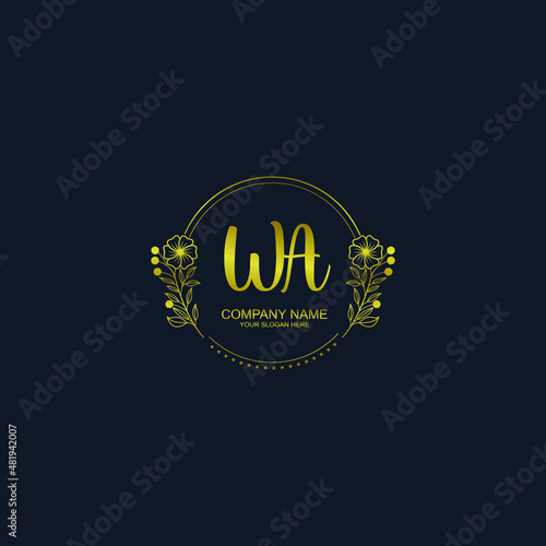 WA initial hand drawn wedding monogram logos