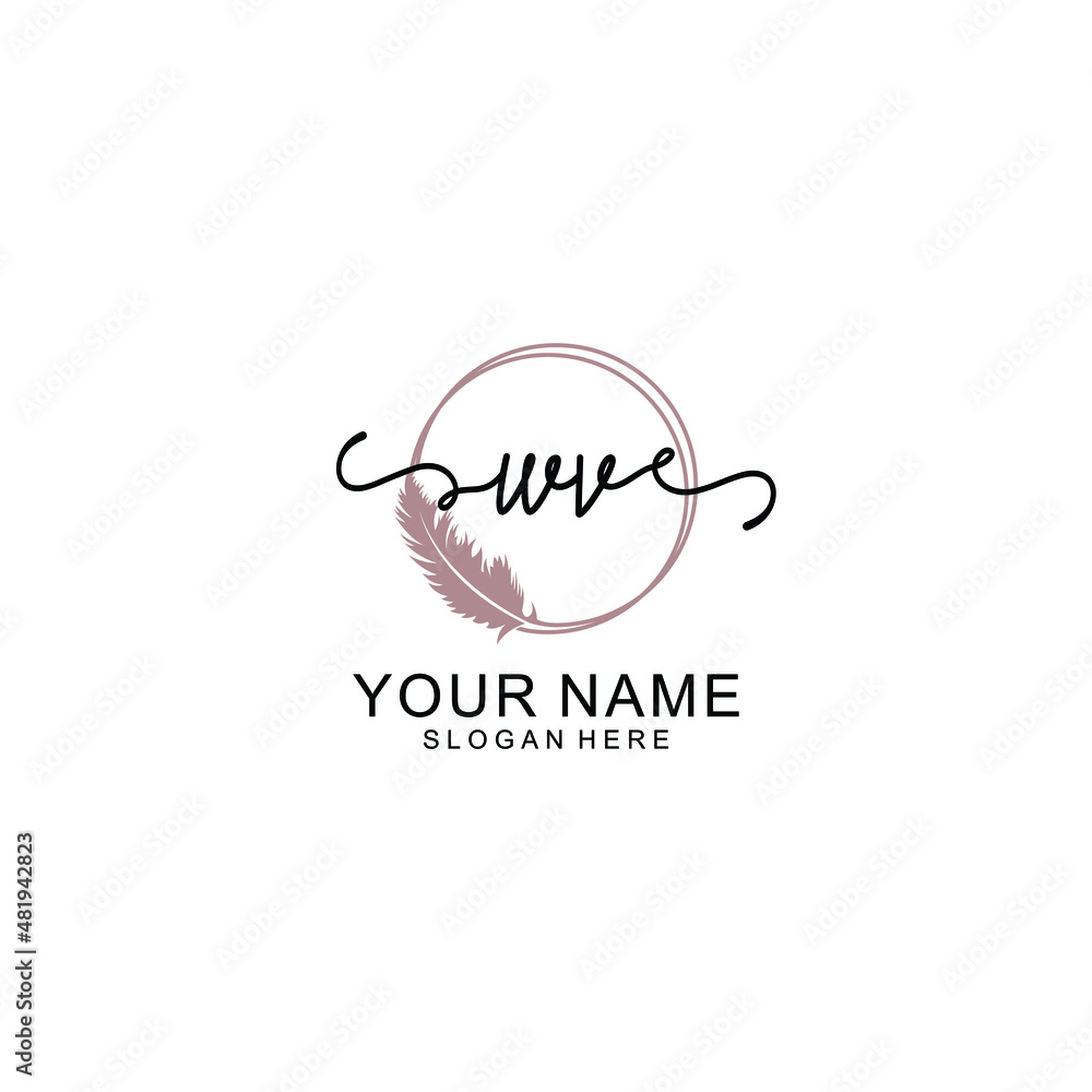 Initial WV beauty monogram and elegant logo design handwriting logo of initial signature Initial WV beauty monogram and elegant logo design handwriting logo of initial signature