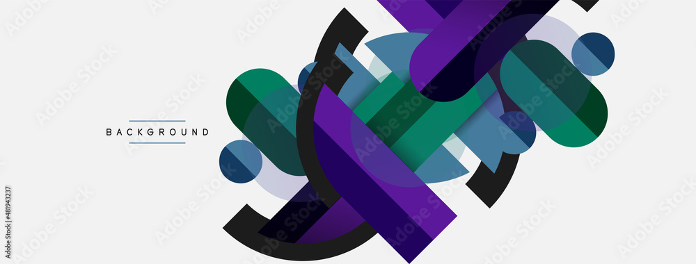 Geometric shapes composition abstract background. Circles lines and rectangles. Vector illustration for wallpaper banner background or landing page Geometric shapes composition abstract background. Circles lines and rectangles. Vector illustration for wallpaper banner background or landing page