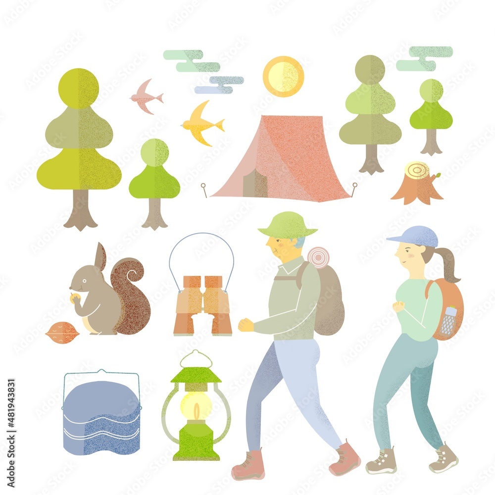春のピクニック、登山、キャンプ。 春のピクニック、登山、キャンプ。