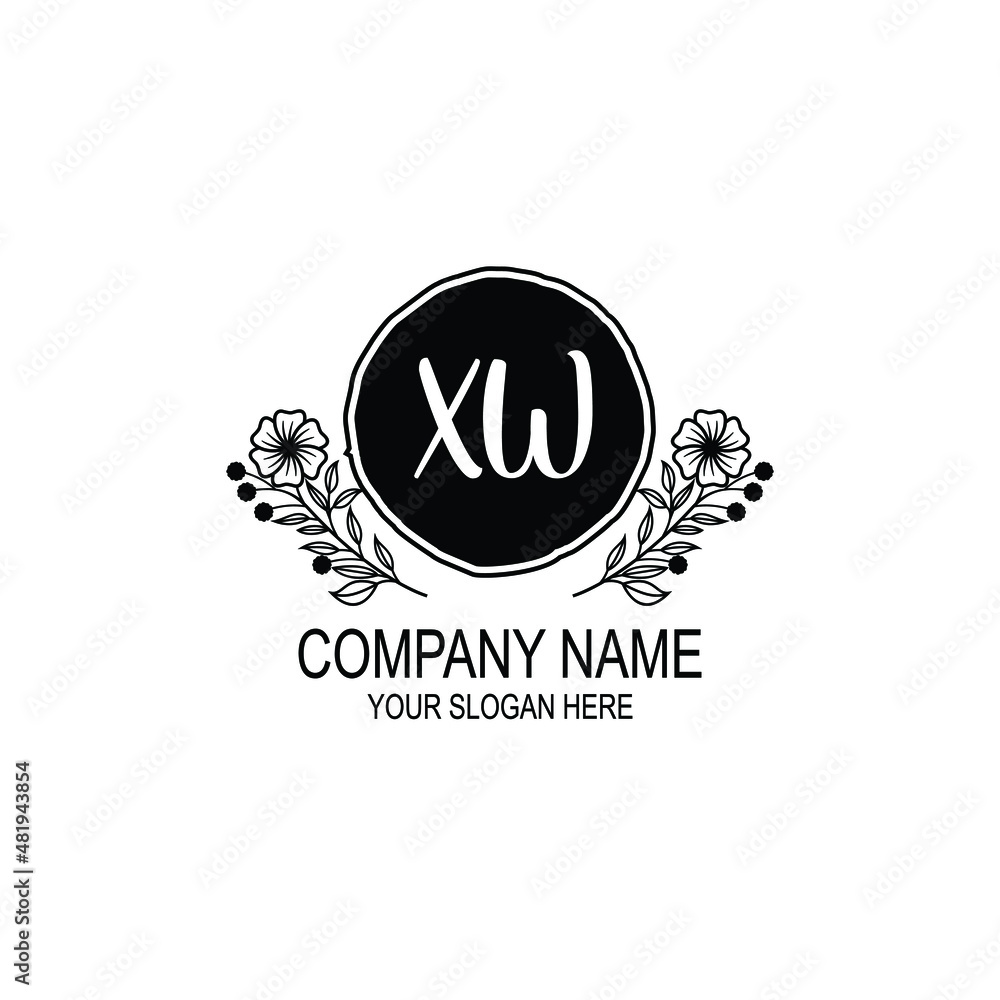 XW initial hand drawn wedding monogram logos