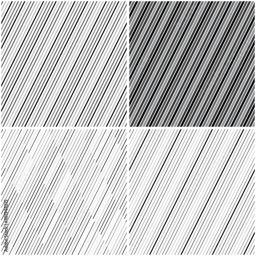 vectorial seamless pattern collection with oblique black segments_a. This .eps file is not just alone one pattern,it includes a collection of 4 different seamless patterns (white dividing lines)