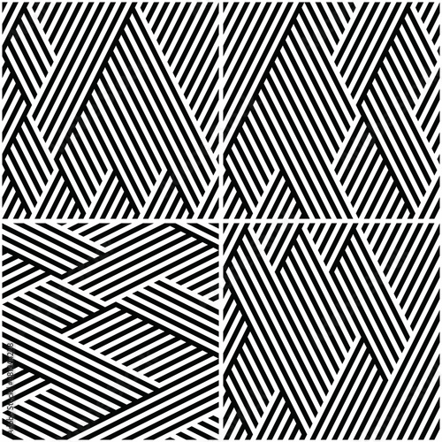 vectorial seamless pattern collection with oblique black segments_k. This .eps file is not just alone one pattern,it includes a collection of 4 different seamless patterns (white dividing lines)
