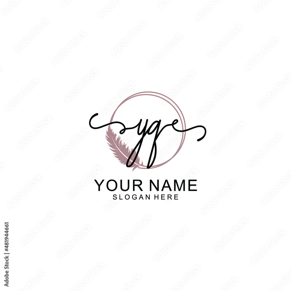 Initial YQ beauty monogram and elegant logo design handwriting logo of initial signature Initial YQ beauty monogram and elegant logo design handwriting logo of initial signature