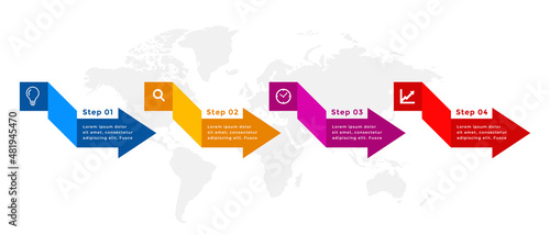 four steps arrow style infographic template