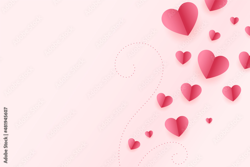 valentines day hearts background in paper style design