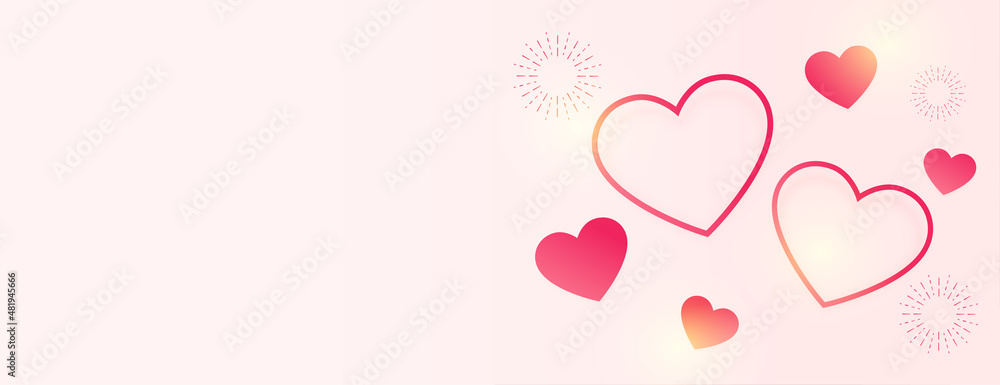 love hearts banner with text space