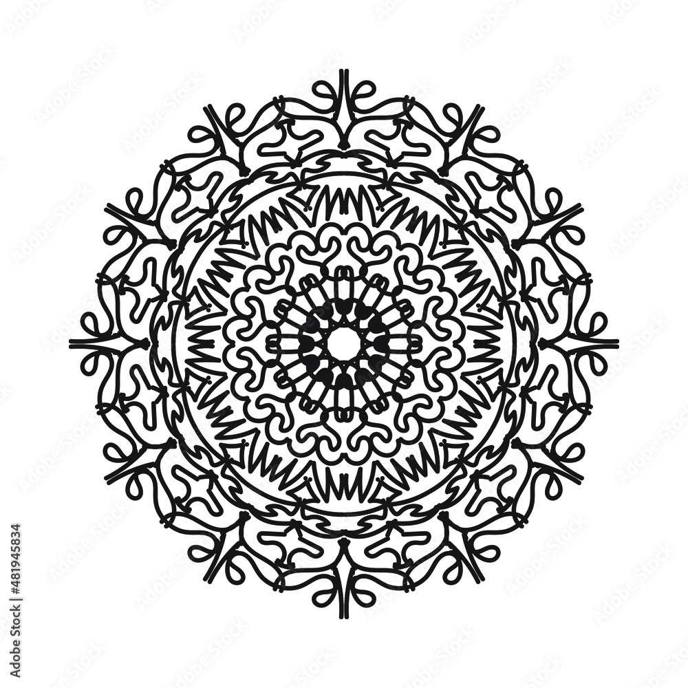 Circular pattern in form of mandala for Henna, Mehndi, tattoo, decoration. Decorative ornament in ethnic oriental style. Coloring book page. Circular pattern in form of mandala for Henna, Mehndi, tattoo, decoration. Decorative ornament in ethnic oriental style. Coloring book page.