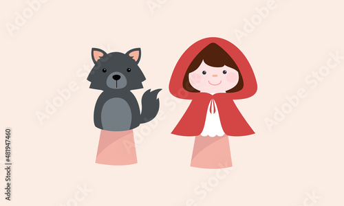Little red riding hood and the wolf hand puppets