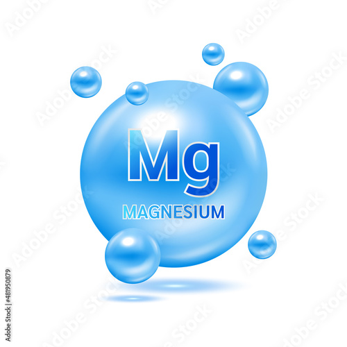 Minerals Magnesium Mg and Vitamin for health. Medical and dietary supplement health care concept. 3D Vector EPS10 illustration. Isolated on a white background.