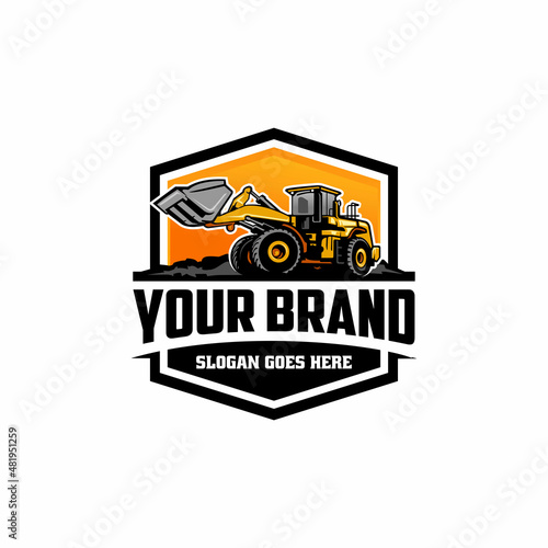 tractor - backhoe loader logo vector