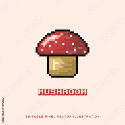 Pixel mushroom creative design icon vector illustration for video game asset, motion graphic and others