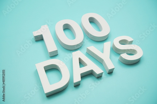 100 Days alphabet letters on blue background