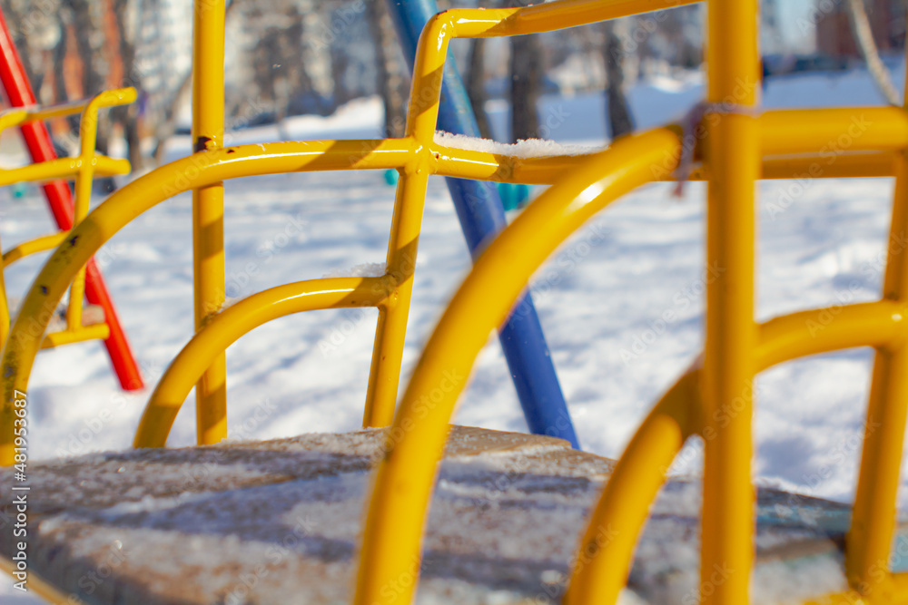 Swing on winter background.